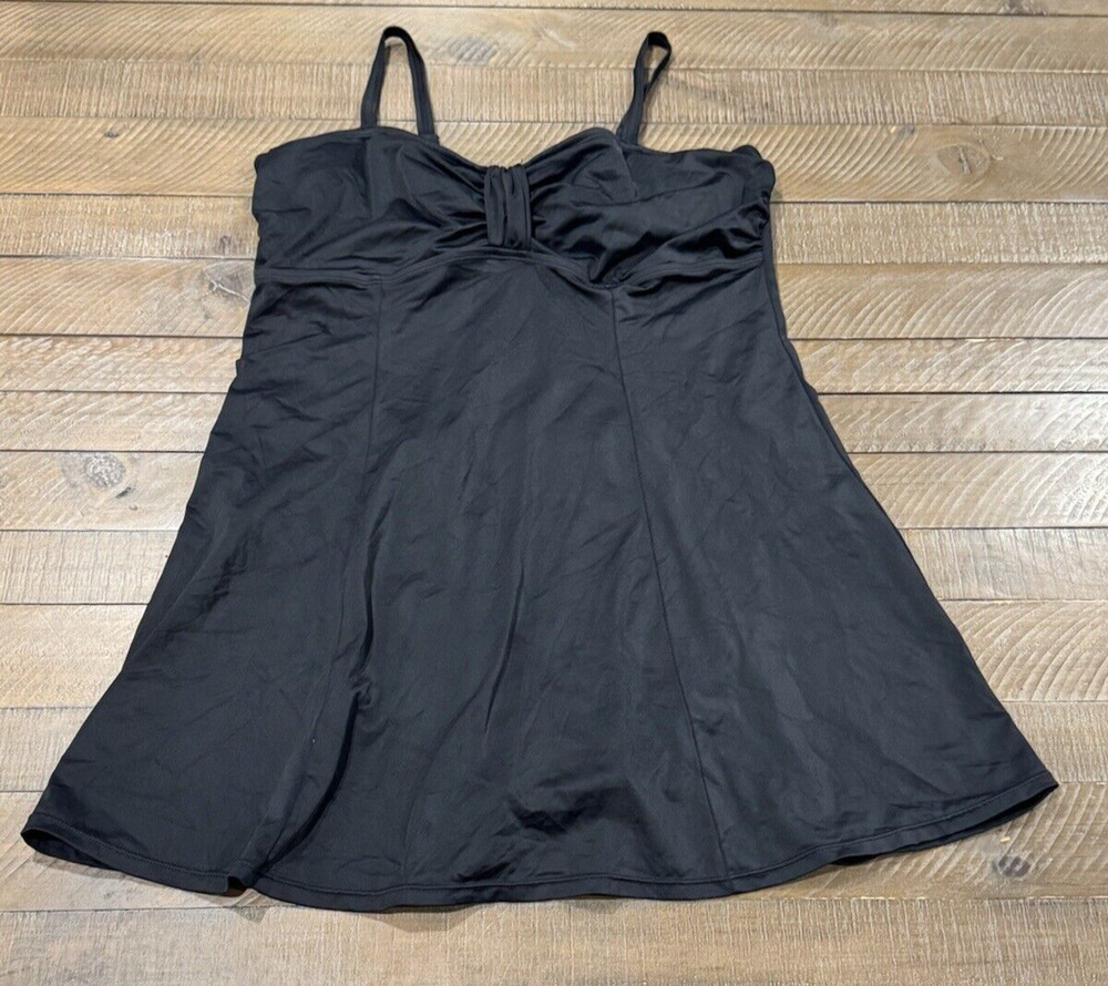Islander Women's Plus Size Black One Piece Swimsuit Dress - 16